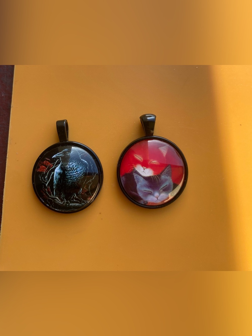 2 Piece Bundle of Glass Cabochon Charm Pendants / Keychain / DIY Jewelry (pendan